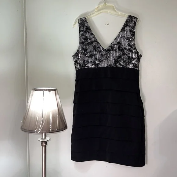 Women’s Studio Y Dress Sequin Black/Silver XL - Picture 3 of 7